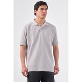 Gri Polo Yaka Pamuklu Düz Renk Slim Fit Erkek T-shirt - XL