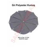 Gri Polyester Kumaş, 200 Cm / 10 Telli (Plaj Şemsiyesi Uyumlu)