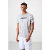 Gri Polyester Nefes Alan Dokulu İnce Esnek Standart Fit Erkek Performans T-Shirt - 88385