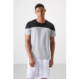 Gri Polyester Nefes Alan Dokulu İnce Esnek Standart Fit Erkek Performans T-Shirt - 88386
