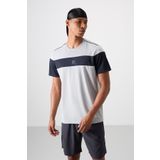 Gri Polyester Nefes Alan Dokulu İnce Esnek Standart Fit Erkek Performans T-Shirt - 88396