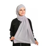 Gri Pratik Hazır Geçmeli Bone Şal Şifon Drapeli 2507_15
