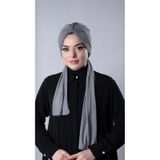 Gri Pratik Hazır Geçmeli Tesettür Bone Sandy Kumaş Atkılı 2204_15