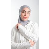 Gri Pratik Hazır Geçmeli Tesettür Bone Sandy Kumaş Spor Hijab 2113_15