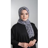 Gri Pratik Hazır Geçmeli Tesettür Eşarp Kesik Elyaf Piliseli Çiçek Desenli 1818D7_15