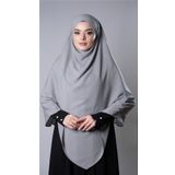 Gri Pratik Hazır Geçmeli Tesettür Eşarp Medine İpeği Bağcıklı Çift Katlı Sufle Hijab 2302_15