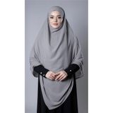 Gri Pratik Hazır Geçmeli Tesettür Eşarp Medine İpeği Bağcıklı Sufle Hijab 2301_15