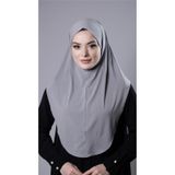 Gri Pratik Hazır Geçmeli Tesettür Eşarp Sandy Kumaş Düz Hijab 2308_15