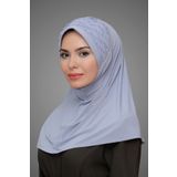 Gri Pratik Hazır Geçmeli Tesettür Eşarp Sandy Kumaş İşlemeli İncili Taşlı 1605_15