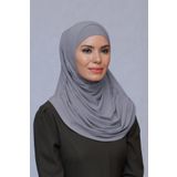 Gri Pratik Hazır Geçmeli Tesettür Eşarp Sandy Kumaş Kendinden Boneli 1290_15