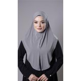 Gri Pratik Hazır Geçmeli Tesettür Eşarp Sandy Kumaş Yırtmaçlı Düz Hijab 2310_15