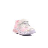 Gri-Pudra Cırtlı Işıklı Kız Çocuk Yürüyüş ve Spor Ayakkabı Sneaker BNI-10127 P