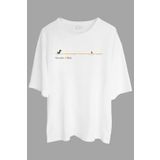 Gri Ragle Kadın Oversize Tasarım T-Shirt