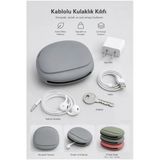 Gri Renk, Silikon Taşıma Kılıfı, Kablolu Kulaklık Organizer Çantası, Kulak İçi Kulaklık Koruyucu, Saklama Kabı, Universal Uyumlu