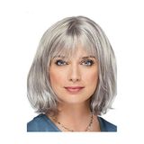 Gri Renk Yaşlı Peruğu Kısa Saç Kısa Peruk Gri Teyze Peruğu - Lisinya - 001-Renkli