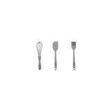 Gri Renkli Orta Boy 3lü Silikon Spatula,fırça Ve Çırpıcı Seti