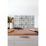 Gri Seramik Desen Cam Kesme Tahtası, Silikon Ayaklı, Isıya Kırılmaya Dayanıklı, Sunum Kesim Tablası - 23 x 35 cm