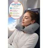 Gri Şişme Seyahat Boyun Yastığı – Uçak Araç Kamp İçin Ergonomik Taşınabilir Travel Yastık CMT-MC-03GRİ