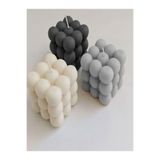 Gri - Siyah - Beyaz Vanilya Kokulu Bubble Dekoratif Mum - 3'lü Set