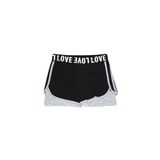 GRİ-SİYAH Kız Çocuk Love Yazılı Lastikli İkili Şort 5 Yaş