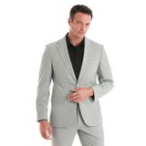 Gri Slim Fit Desenli Mono Yaka Klasik Takım Elbise | 54