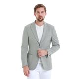 Gri Slim Fit Kareli Mono Yaka Klasik Ceket | 48