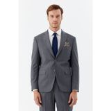Gri Slim Fit Yünlü Dokuma Normal Bel 6 Drop Takım Elbise