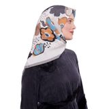 Gri Soyut Çiçek Desen Aura Eşarp