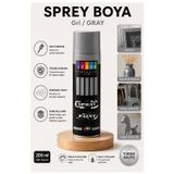 Gri Sprey Boya 200 Ml 1 Adet Südor Hızlı Kuruyan Renkli Profesyonel Canlı Renk Ahşap Plastik Demir Metal Porselen Cam