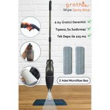 Gri Sprey Mop, Çift Bezli, 700 ml Su Hazneli, Tıpasız, Garantili - Ahşap - Ceviz - Seçenek 1
