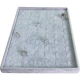 Gri Süet Yüzük Tablası, 60 Tırnaklı, 25X35 Cm, Şık ve Kullanışlı - Antrasit - Seçenek 1