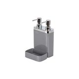 Gri Sünger Hazneli Mutfak Sıvı Sabunluk (300 Ml) ve Bulaşık Deterjanlık (500 Ml) - 0,25 gr