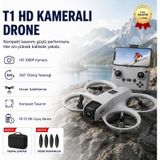 Gri T1 Hd Kameralı 360 Dönüşlü Taşınabilir Kompakt Drone-1689