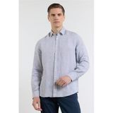 Gri Uzun Kol Cepsiz Slim Fit %100 Pamuk Gömlek 1004260163