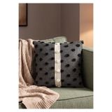 Gri Ve Beyaz Renkli Lüx Tufting Kumaş Kırlent Kılıfı 42X42 cm