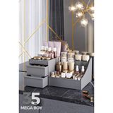 Gri Xl Çekmeceli Makyaj ve Kozmetik Düzenleyici, Takı, Parfüm, Serum, Krem - Ahşap