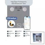 Gri Yağ Ölçer Akıllı Bluetooth Cam Baskül Pilli 180Kg/50Gr 26X26cm 8-Kişi Hafıza Lcd Ekran ℃ Gösterge Sbs-4473 (Timya/Go1395) 204681