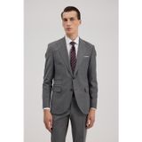 Gri Yünlü Slim Fit Sivri Yaka Takım Elbise