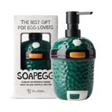 GriAddict SoapEGG, Büyük Yeşil Yumurta Süsü, BGE Kömür Izgara Aksesuarları - Paslanmaz Pompalı Güzel Seramik Şişe, Mutfak, Banyo ve Açık Barbekü için Çalışır, Yumurta Kafası için Yenilik Hediyesi