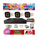 Grifin Soft 3 Kameralı 5mp Işıklı Gece Renkli Sesli 2 Tb HDD Dahil Ahd Güvenlik Seti- ST-352B
