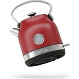 Grill'O GR601 Retro Kettle 1.7L 2200W Çelik Gövde Analog Isı Göstergeli Su Isıtıcı - Kırmızı