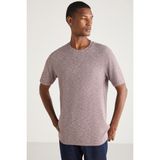 Grimelange Abbott Erkek %100 Pamuk Bisiklet Yaka Comfort Fit Özel Dokulu Kırcıllı Görünümlü Kırmızı T-shirt