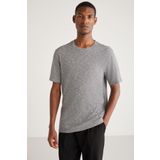 GRIMELANGE Abbott Erkek Comfort Fit Özel Dokulu Kırcıllı Görünümlü Gri T-shirt