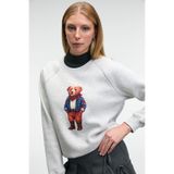GRIMELANGE AELORIA Kadın Önü Baskılı Reglan Kol Regular Grimelanj Sweatshirt