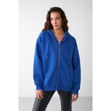 Grimelange Alena Basic Oversize Lacivert Tekli Sweatshirt - Mor