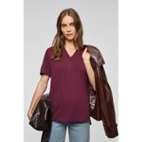 GRIMELANGE ALINE Kadın %100 organik Pamuk Derin V Yakalı Comfort Fit Bordo T-Shirt
