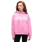 GRIMELANGE ALIRAYNE Kadın Baskılı Oversize Kapüşonlu Kanguru Cep Pembe Sweatshirt