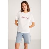 Grimelange Alma Kadın Regular Baskılı Beyaz T-Shirt - XS