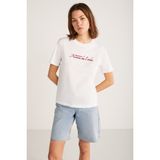 Grimelange Alma Kadın Regular Baskılı Beyaz T-Shirt