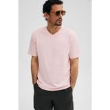 GRIMELANGE ALMERI Erkek %100 Pamuk Yumuşak Kumaşlı V Yakalı Pembe T-Shirt